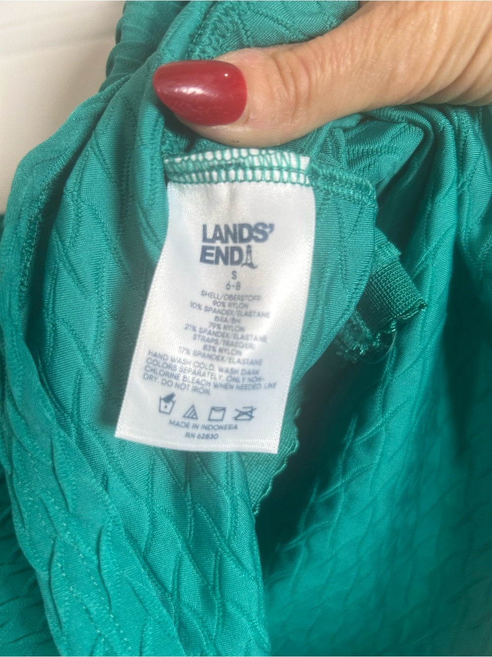 NEW Land's End 2 piece swimsuit Women Sz 6 Tankini Teal Textured Built In Bra - Picture 10 of 15
